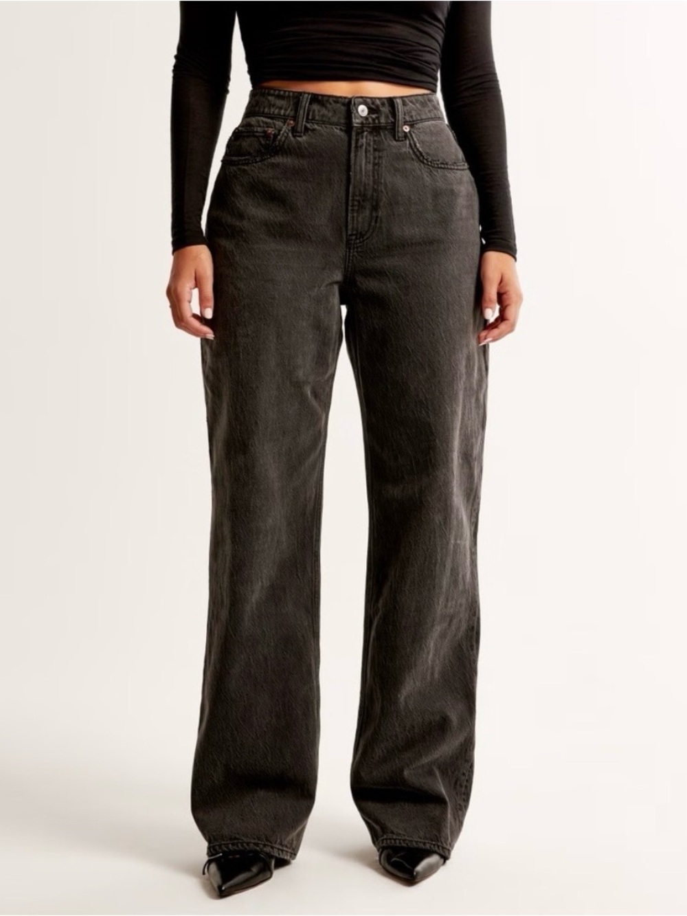 Curve Love Black High-Rise Wide Leg Jeans